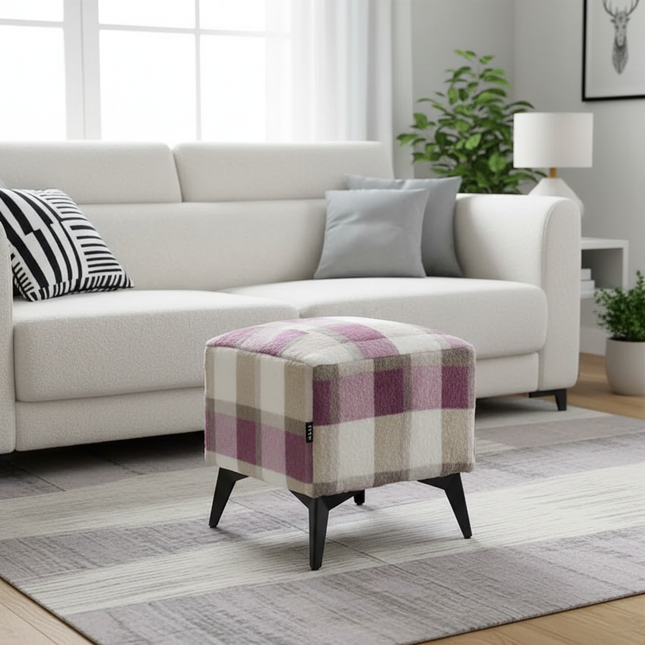 ‌Faux Leather Ottoman, Plush Entryway Bench, Velvet Square Stool, Minimalist Footrest for Bedroom/Balcony with Non-Skid Base - gallery 1