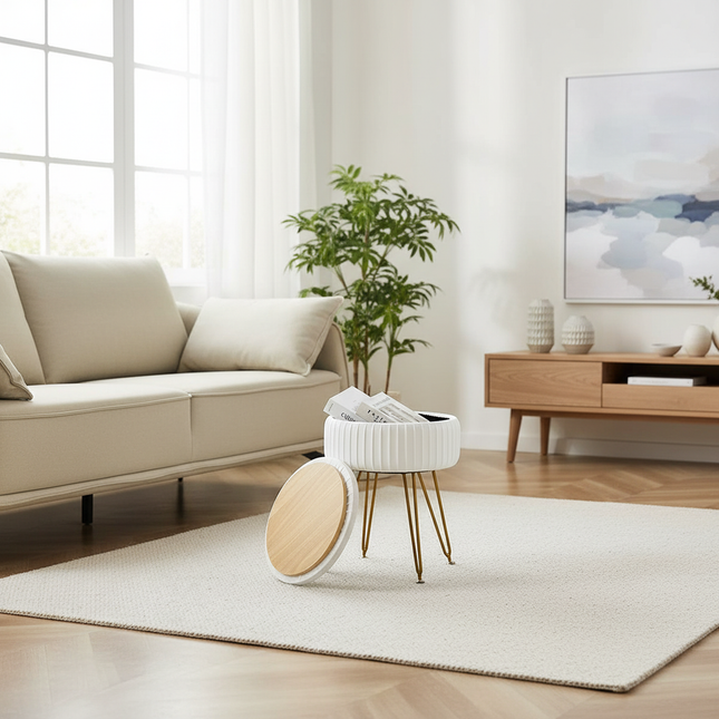 Redlife Velvet Vanity Stool Chair with Storage Multifunctional Makeup Chair Footrest with Anti-Slip Feet for Living Room Bedroom - gallery 1