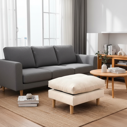 Soft Velvet Solid Wood Bed-End Bench  Durable Nordic Sofa Footstool  Sturdy Living Room Ottoman  Versatile Square Footrest - gallery 1