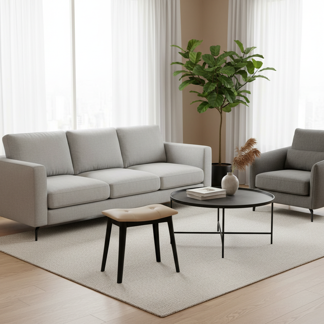 Vanity Stool Vanity Chair Saddle Cushion Ottoman Stool Chair with Solid Wood Legs, Modern Piano Bench Makeup and Foot Stool - gallery 1