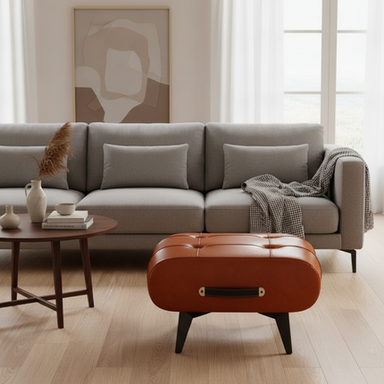 Light Luxury High-End Multi-Use Leather Platform Stool for Living Room Coffee Table Sofa Footrest Shoe Storage Doorway - gallery 1