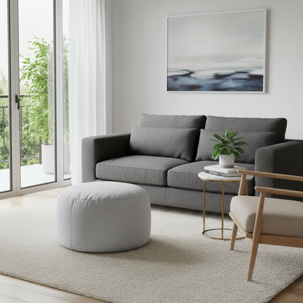 OTAUTAU Round Stool D30cm*H20cm Linen Bean Bag Ottoman with Filling Beanbag Pouf Footstool Tatami Futon Puff JD001 - gallery 1