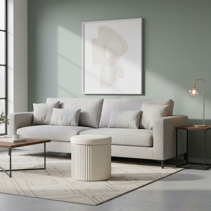 WOLTU Velvet Round Ottoman MDF Foldable Storage Stool with Removable Padded Lid Creative Storage Box for Footstool Living Room - gallery 1