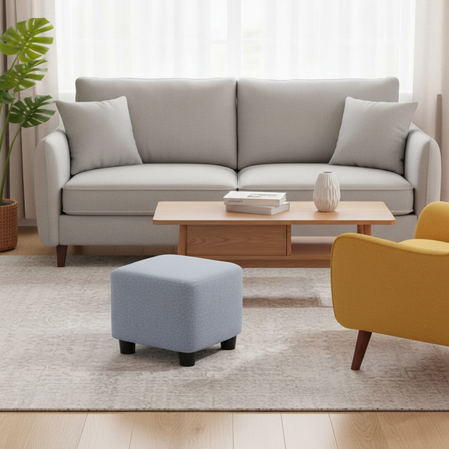 Solid Pine Square Wooden Stool Living Room Sofa Stool Customizable Stool with 4 Legs - gallery 1