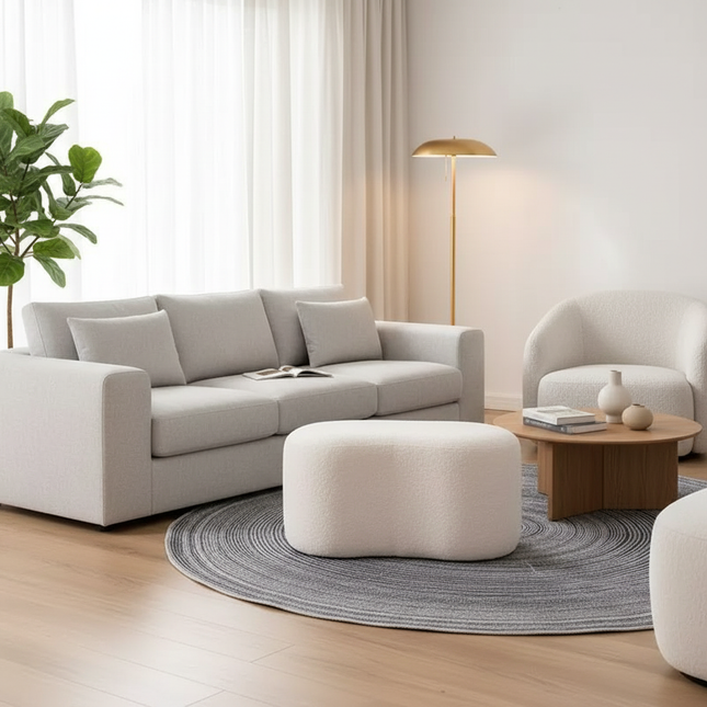 Luxury Stool INS Lamb Changing Wool Foot Stool Bedroom Pouf Nordic Shoe Ottoman Creative Design Living Room Floor Sofa Bench - gallery 1