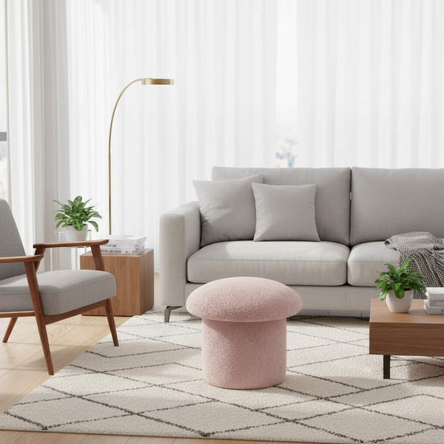 Nordic Ottomans Lovely Mushroom Fabric Art Makeup Stool Creativity Bedroom Step Round Stools Bedroom Furniture Foot Stool Pouf - gallery 1