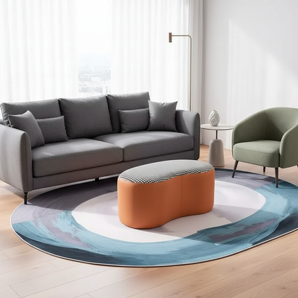 Luxury Stool INS Lamb Changing Wool Foot Stool Bedroom Pouf Nordic Shoe Ottoman Creative Design Living Room Floor Sofa Bench - gallery 1