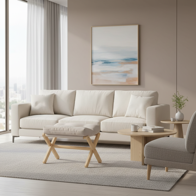 Solid Wood Shoe Changing Stool Footstool Sofa Rest Footstool, Folding Low Stool for The Entryway, Cotton-filled Cushion Stool - gallery 1