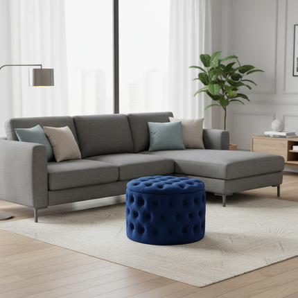 Nordic Luxury Sofa Footstool Living Room Bedroom Wardrobe Rest Stool Internet Celebrity Pink Fabric Storage Round Sofa Stool - gallery 1