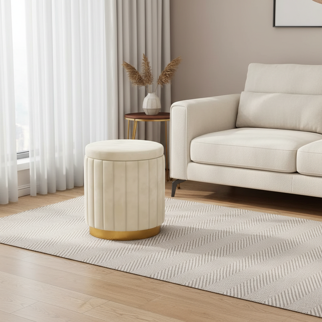 Fashion Storage Stool, Shoe Changing Stool, Makeup Stool, Bedroom Dressing Table Round Stool, New Round Stool with Storage Space - gallery 1