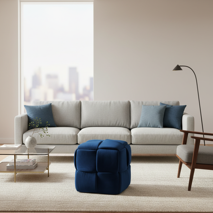 Velvet Ottoman Footstool, Living Room Woven Square Makeup Stool Decoration, Modern 43 X 43 X 46 Cm - gallery 1