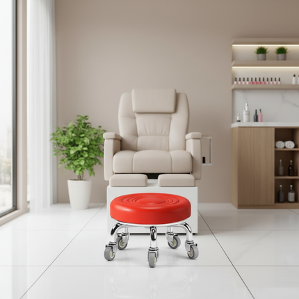 5-Wheel Metal Stool - Thickened Silent Low Stool with Sturdy Frame for Home/Foot Spa/Cosmetology/Kids - gallery 1