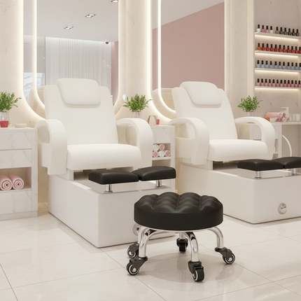 5-Wheel Metal Stool - Thickened Silent Low Stool with Sturdy Frame for Home/Foot Spa/Cosmetology/Kids - gallery 1