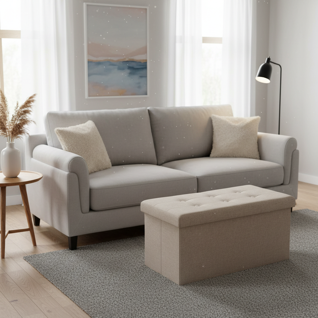 WOLTU Functional Storage Foot Stool Ottoman Bench Folding Chest Storage Cube Colorful Storage Box Upholstered Seat Removable Lid - gallery 1