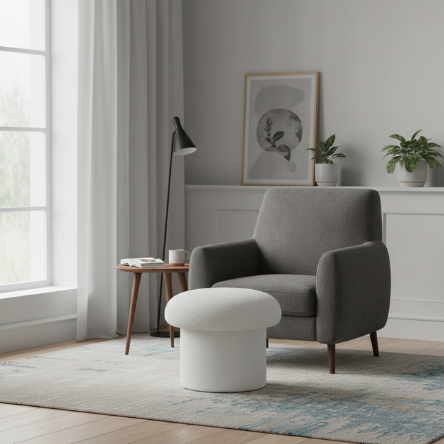 Nordic Ottomans Lovely Mushroom Fabric Art Makeup Stool Creativity Bedroom Step Round Stools Bedroom Furniture Foot Stool Pouf - gallery 1