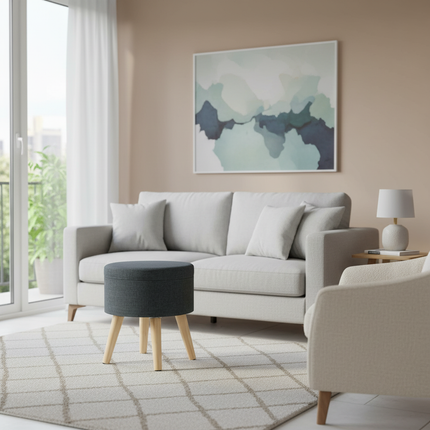 1PC Velvet Linen Storage Ottoman Chair Stool Multifunction Upholstered Footstool Round Pouffe Chair with Removable Cover Home - gallery 1