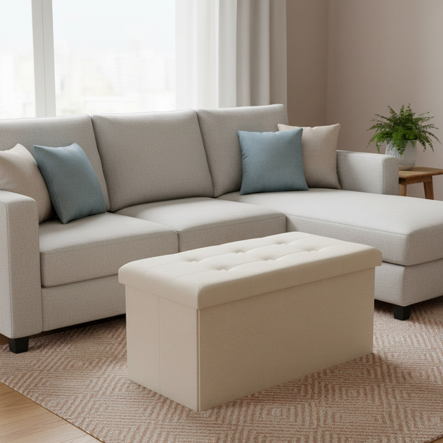 WOLTU Functional Storage Foot Stool Ottoman Bench Folding Chest Storage Cube Colorful Storage Box Upholstered Seat Removable Lid - gallery 1