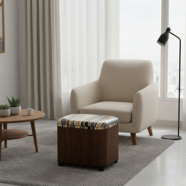 Japanese Solid Wood Small Square Stool with Storage Box Sundries Toys Organizer Household Hallway Shoes Change Footstool Ottoman - gallery 1