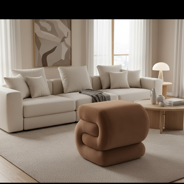 Modern Foot Stool Ottoman, S-Shaped Velvet Vanity Stool, Upholstered Sofa Footrest Extra Seating Pouf for Bedroom - gallery 1