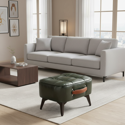 Light luxury leather square stool, leather soft bag, shoe changing stool, living room stool, sofa footstool, home decoration - gallery 1