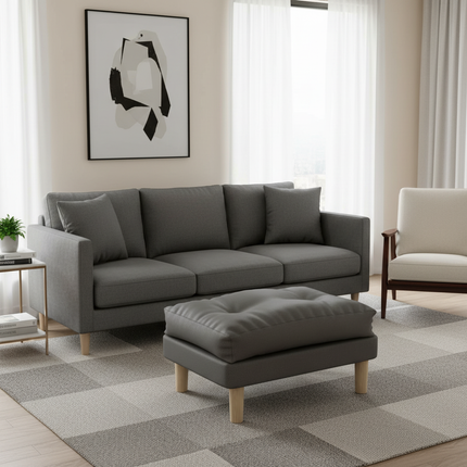 ‌Ergonomic Ottoman Footrest - Adjustable Height Sofa Stool with Memory Foam Leg Rest & Shoe Bench Storage Solution‌ - gallery 1