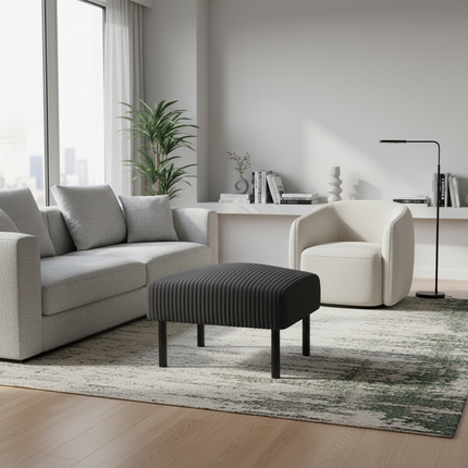 LVHOM High-Quality Corduroy Footstool, Soft Ottoman with Solid Metal Frame, Comfortable Fabric, Suitable for Living Room - gallery 1