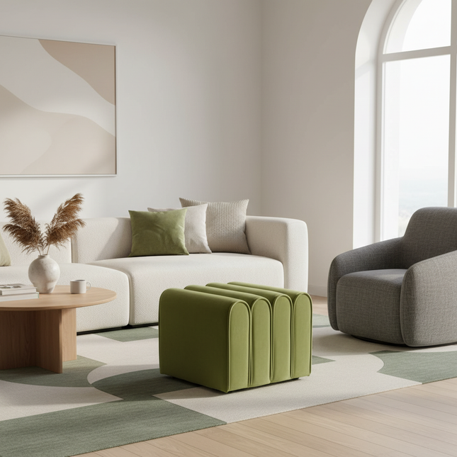 Shoe Change Stool for Living Room Fitting Room Bedroom Fashion Designer Sofa Foot Stool Frame Bed End Stool  Flannel + Wood - gallery 1