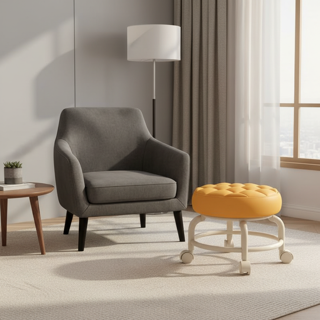 Universal wheel stool household pulley 360 degree rotation children's footstool small round stool - gallery 1