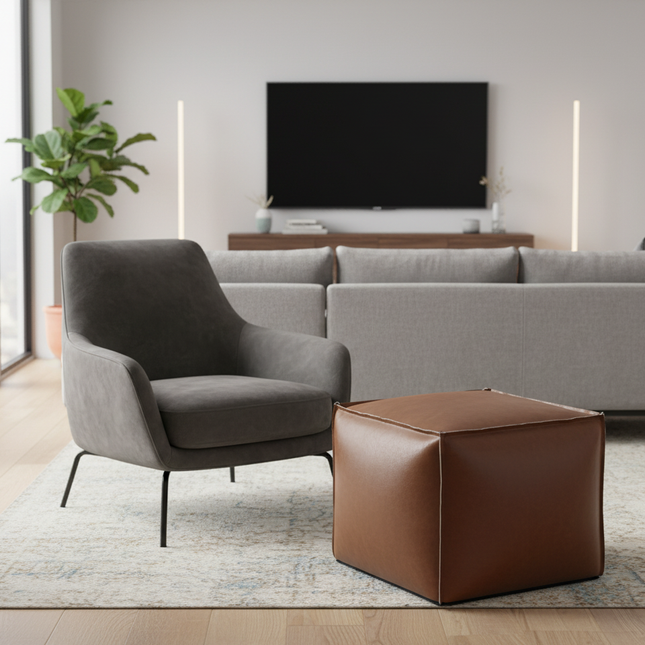 Light luxury leather pier tatami floor storage seat cushion living room household pier pu leather futon seat cushionNo filling m - gallery 1