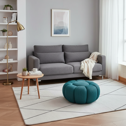 Nordic Sofa Pedal Simple Round Stool Low Ottomans Living Room Sofa Footstool 3D Fabric Creative Leg Footstool Pumpkin Footstools - gallery 1