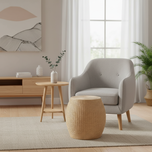 Straw Pier Changing Shoe Stool Tatami Round Stool Hallway Ottoman Furniture For Home Hand Woven Bedroom Rattan Chair Modernity - gallery 1