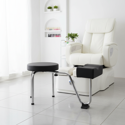 Pedicure Stool Chair Beauty Salon Lift Stool Footrest Nail Bench Height Adjustable 10KG Load-bearing White/Black - gallery 1