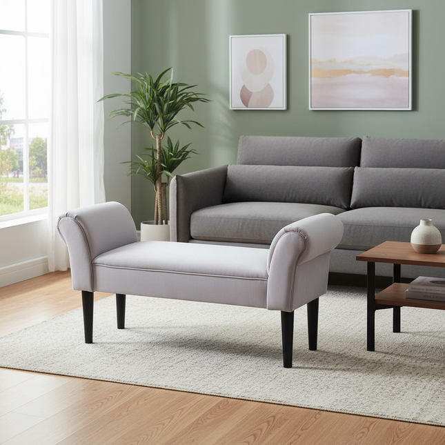 Homcom Footstool Bedside Bench with Arms Upholstered Bedroom Bench - gallery 1