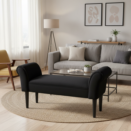 Homcom Footstool Bedside Bench with Arms Upholstered Bedroom Bench - gallery 1