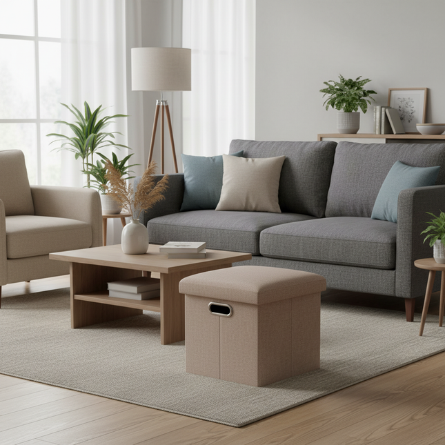 Folding Storage Ottoman Foldable Small Ottoman Foot Rest 11.81x11.81x11.81inch Square Footstool for Bedroom Dorm Entryway Office - gallery 1