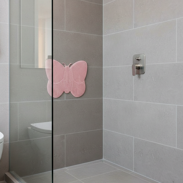 Butterfly Washable Shower Floor Mat Massage and Clean Feet Bathroom Shower Foot Scrubber Mat Foot Cleaner Brush - gallery 1