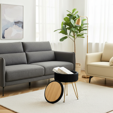 Redlife Velvet Vanity Stool Chair with Storage Multifunctional Makeup Chair Footrest with Anti-Slip Feet for Living Room Bedroom - gallery 2