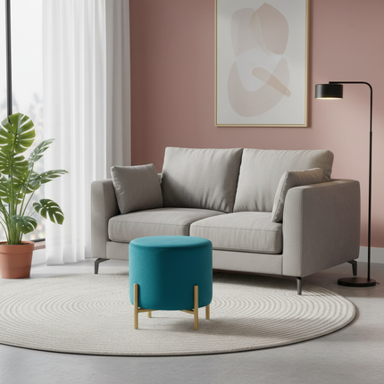 Customized Velvet Dressing Stool Golden Leg Tassel Makeup Bench Openable Ottoman Pouf for Home Fashionable Furniture - gallery 2