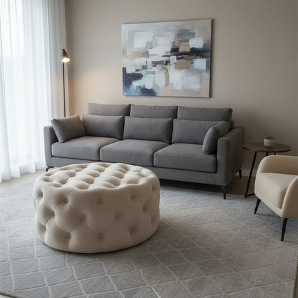 Velvet Round Ottoman Luxury Sofa Living Room Furniture Modern Bedroom Floor Pouf Clothing Store Shoes-changing Soft Stool B - gallery 2