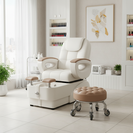 5-Wheel Metal Stool - Thickened Silent Low Stool with Sturdy Frame for Home/Foot Spa/Cosmetology/Kids - gallery 2