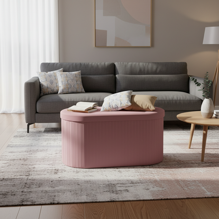 WOLTU Velvet Round Ottoman MDF Foldable Storage Stool with Removable Padded Lid Creative Storage Box for Footstool Living Room - gallery 2