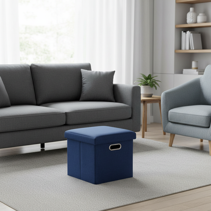 Folding Storage Ottoman Foldable Small Ottoman Foot Rest 11.81x11.81x11.81inch Square Footstool for Bedroom Dorm Entryway Office - gallery 2