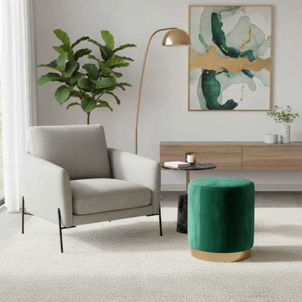 Living Room Round Stool Vanity Stool Velvet Ottoman Footrest Home Office  Compact Low Pouf  Shoe changing stool Dia33XH42cm - gallery 2