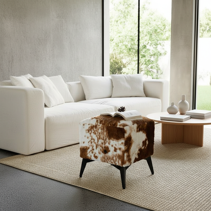 ‌Faux Leather Ottoman, Plush Entryway Bench, Velvet Square Stool, Minimalist Footrest for Bedroom/Balcony with Non-Skid Base - gallery 2