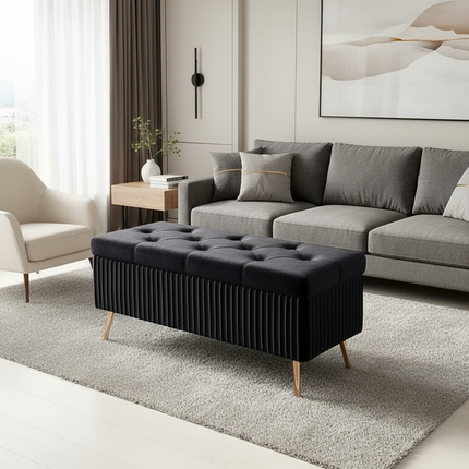 Velvet Ottoman Bench for Living Room Nordic Design Shoe Changing Stool with Storage Bedroom Bed End Seat Modern - gallery 2