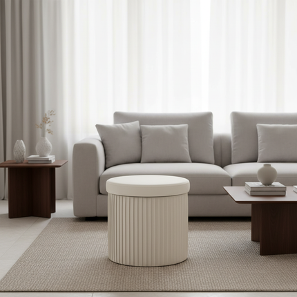 WOLTU Velvet Round Ottoman MDF Foldable Storage Stool with Removable Padded Lid Creative Storage Box for Footstool Living Room - gallery 2