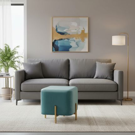 Customized Velvet Dressing Stool Golden Leg Tassel Makeup Bench Openable Ottoman Pouf for Home Fashionable Furniture - gallery 2