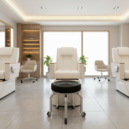 5-Wheel Metal Stool - Thickened Silent Low Stool with Sturdy Frame for Home/Foot Spa/Cosmetology/Kids - gallery 2