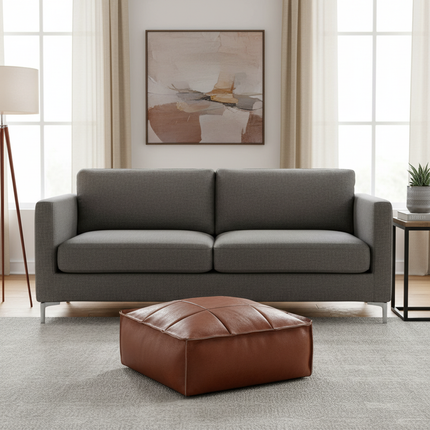 Soft Moroccan Ottoman Footstool Handmade Square Floor Cushion PU Leather Moroccan Pouf for Home Wedding Bedroom Living Room Kids - gallery 2