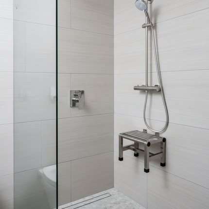 Shower Stool Shoe Changing Stool Foot Rest Multifunctional Foot Stool Metal Step Stool for Bedroom Living Room Kids Adults - gallery 2